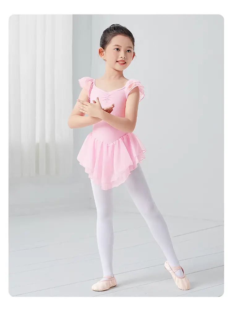 Light Violet Girls Ballet Dress Double Layer Flying Sleeve — feature 53