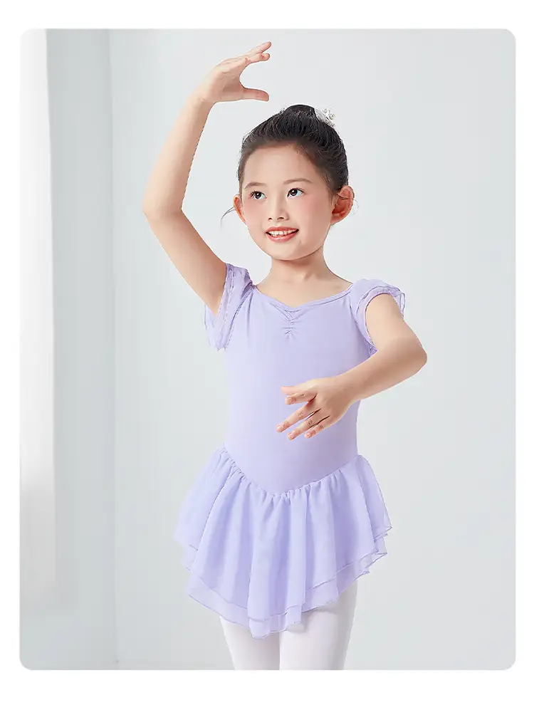 Light Violet Girls Ballet Dress Double Layer Flying Sleeve — feature 54