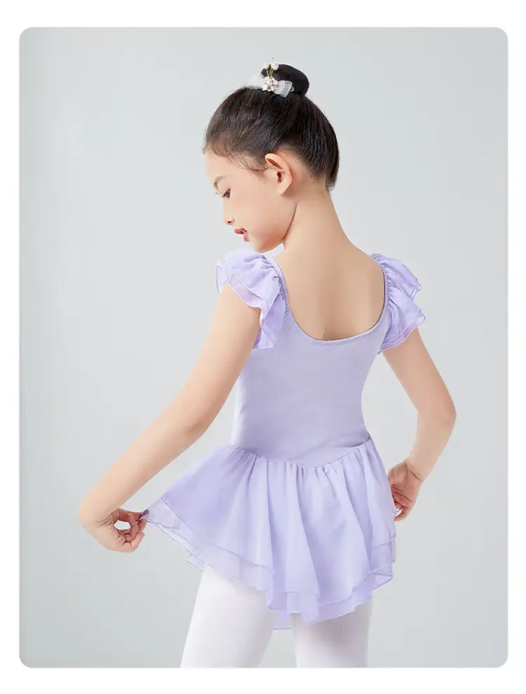 Light Violet Girls Ballet Dress Double Layer Flying Sleeve — feature 55