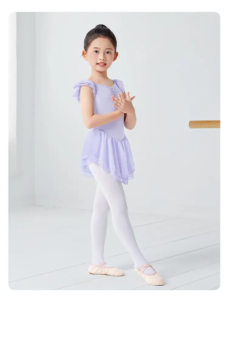 Light Violet Girls Ballet Dress Double Layer Flying Sleeve — feature 57