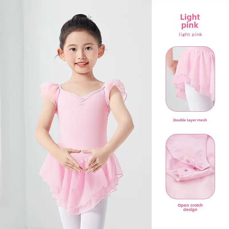 Light Violet Girls Ballet Dress Double Layer Flying Sleeve - Image 11