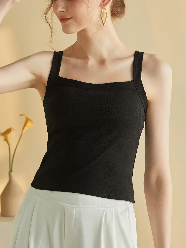 Women's Pure Cotton Camisole with Built-In Bra & Chest Pads - Image 6