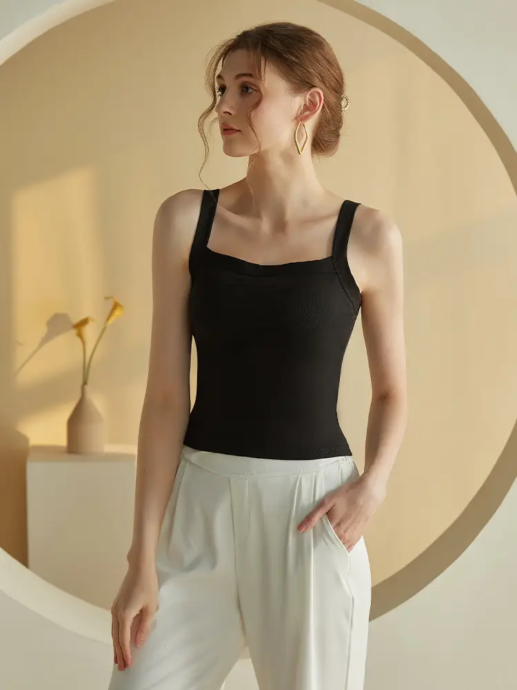 Women's Pure Cotton Camisole with Built-In Bra & Chest Pads - Image 8