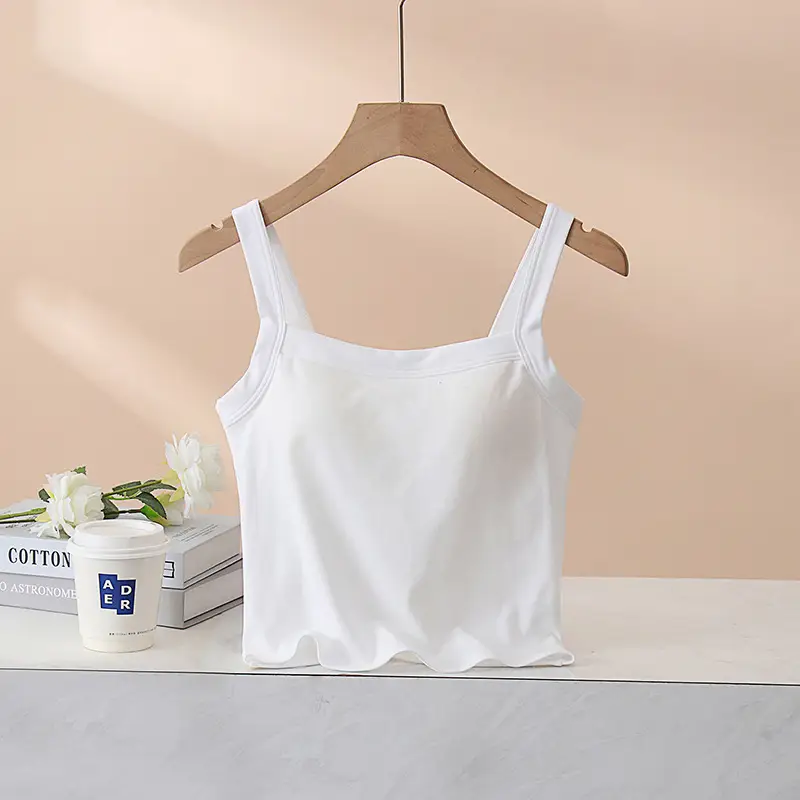 Women's Pure Cotton Camisole with Built-In Bra & Chest Pads - Image 2