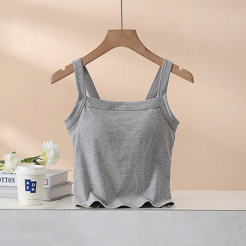 Women's Pure Cotton Camisole with Built-In Bra & Chest Pads - Image 3