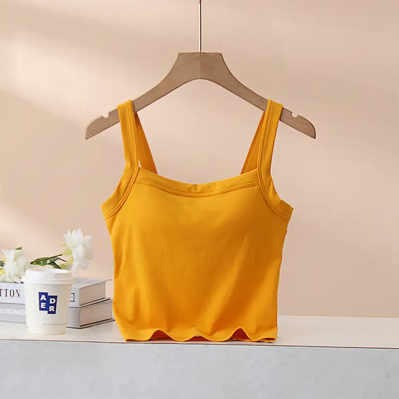 Women's Pure Cotton Camisole with Built-In Bra & Chest Pads - Image 4