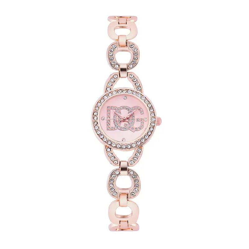 Gold Crossbody Watch with Diamond Decor for Women