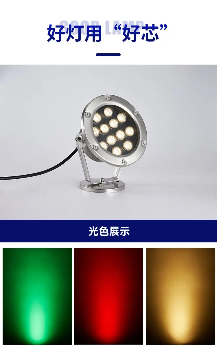 Underwater lamp led waterproof underwater pool landscape fish pool colorful fish tank swimming pool rockery fountain spotlight 24V12V — feature 10