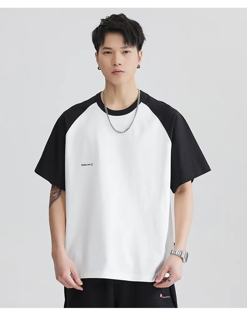 Men's Black White T-Shirt Large Summer Wear — feature 11