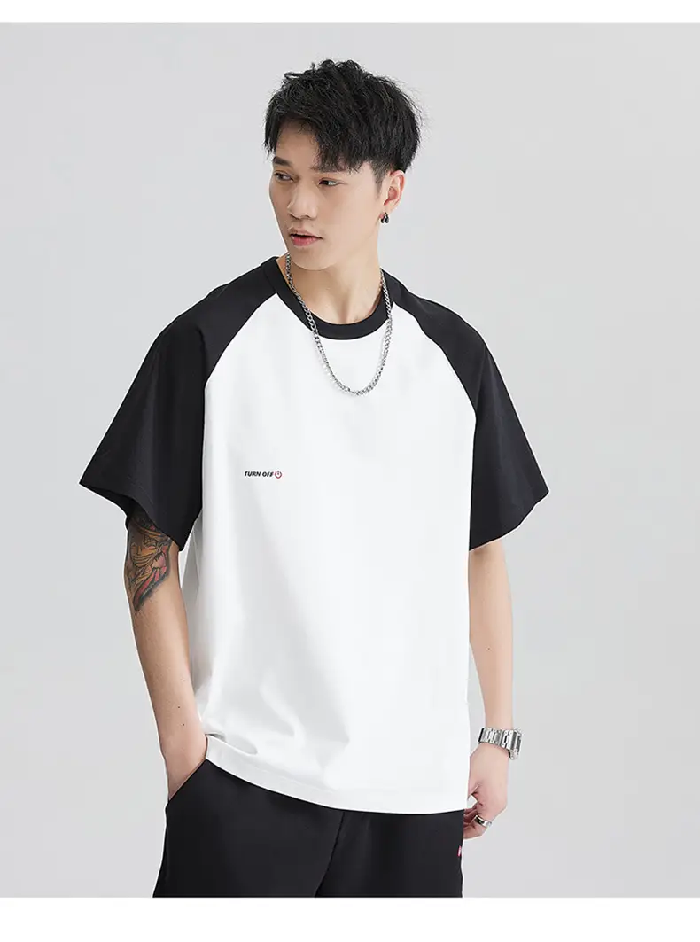 Men's Black White T-Shirt Large Summer Wear — feature 12