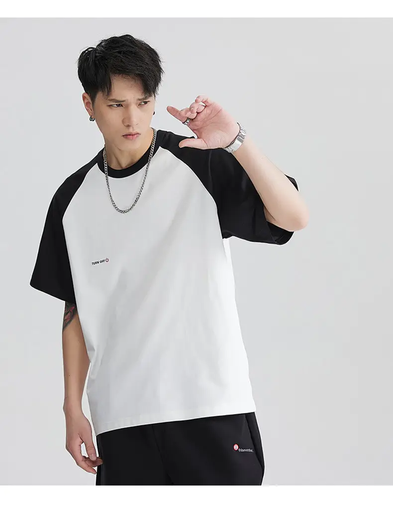 Men's Black White T-Shirt Large Summer Wear — feature 13