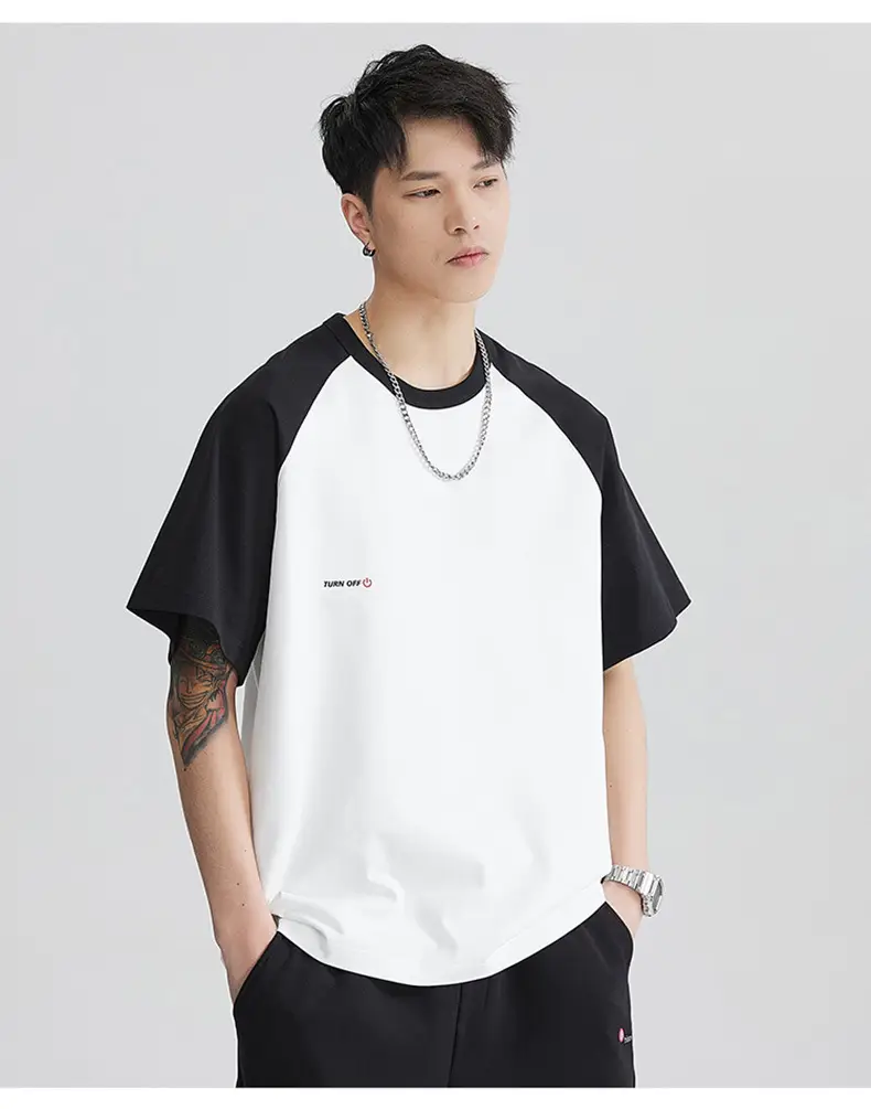 Men's Black White T-Shirt Large Summer Wear — feature 14