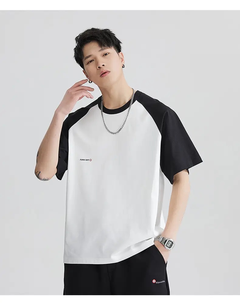 Men's Black White T-Shirt Large Summer Wear — feature 15
