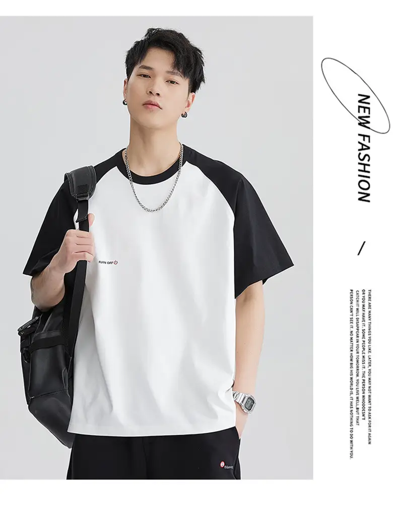Men's Black White T-Shirt Large Summer Wear — feature 17
