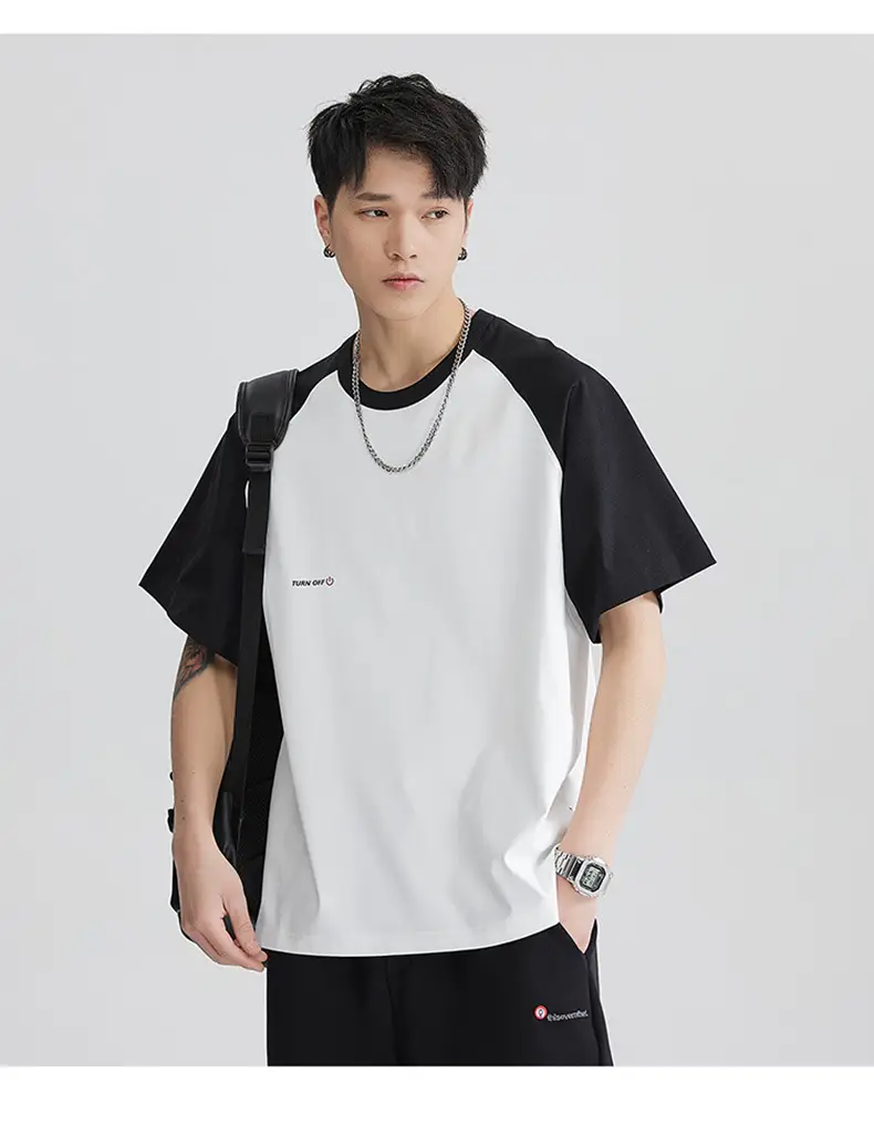 Men's Black White T-Shirt Large Summer Wear — feature 18