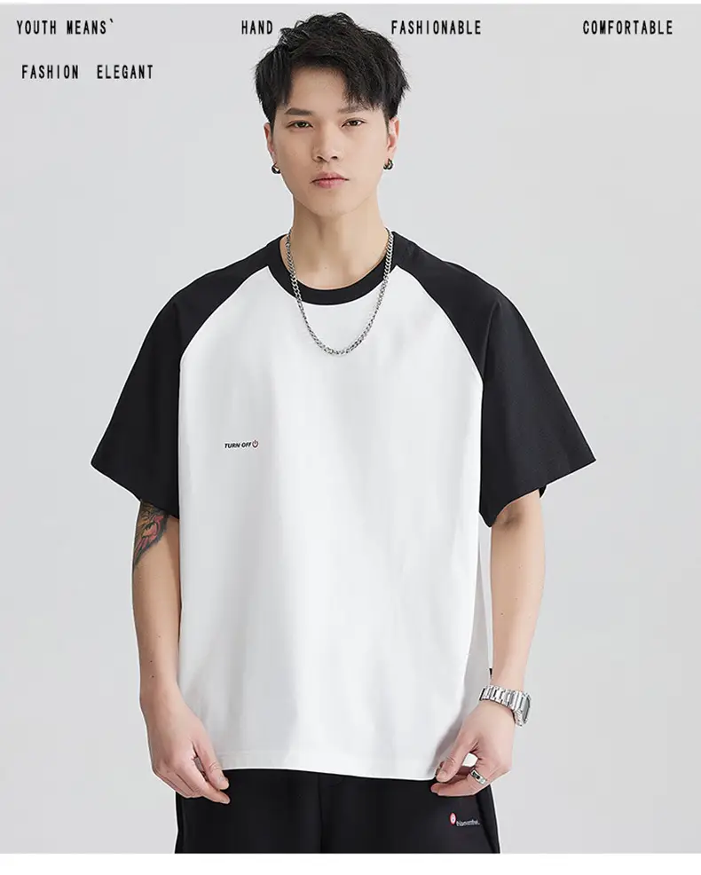 Men's Black White T-Shirt Large Summer Wear — feature 2