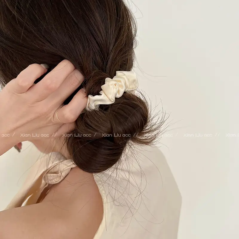Autumn New Curry Hair Rope French High-end Headwear Satin Large Bowel Ring - Image 5