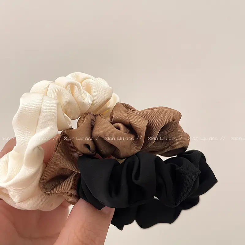 Autumn New Curry Hair Rope French High-end Headwear Satin Large Bowel Ring - Image 6