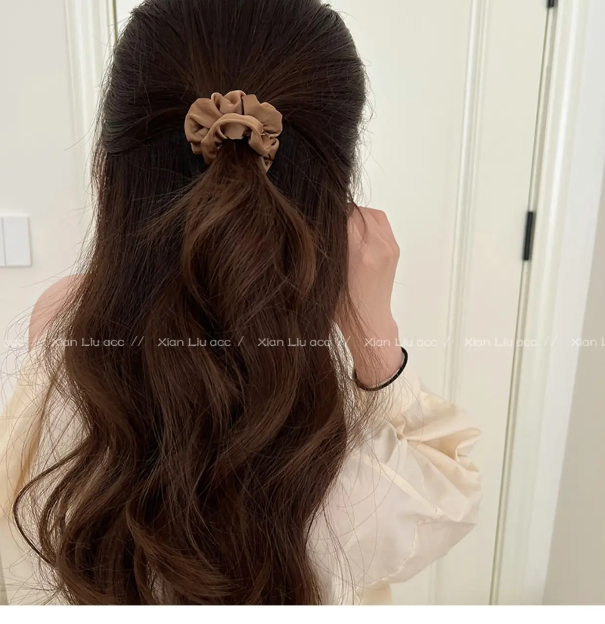 Autumn New Curry Hair Rope French High-end Headwear Satin Large Bowel Ring — feature 7
