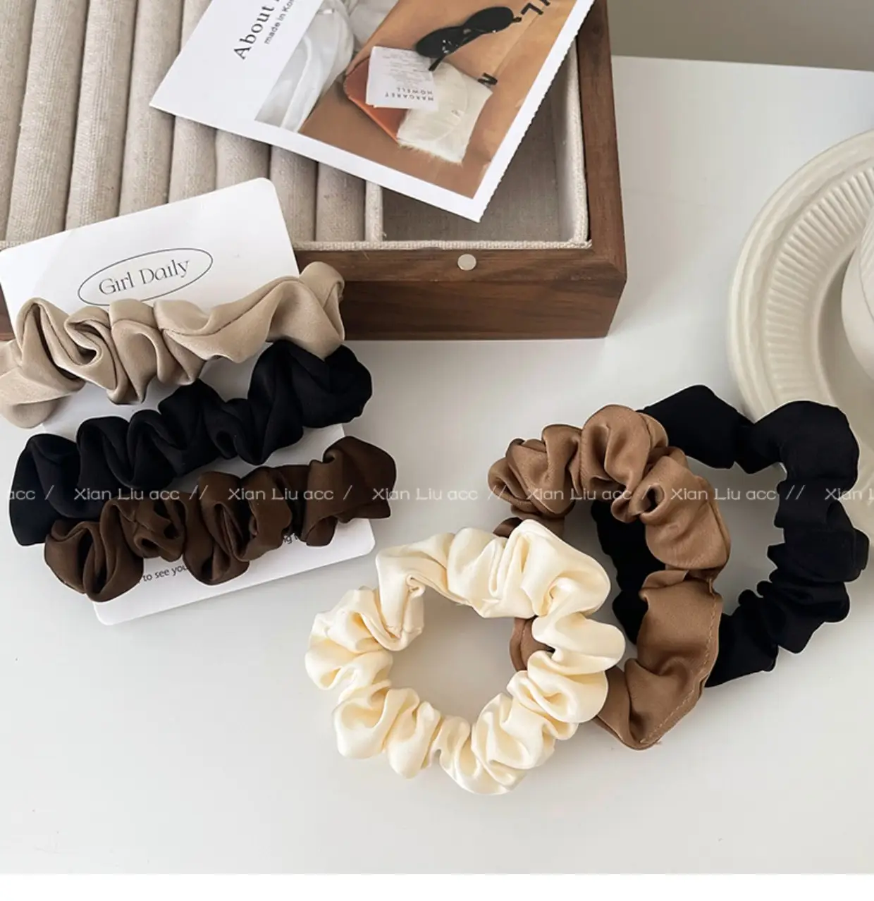 Autumn New Curry Hair Rope French High-end Headwear Satin Large Bowel Ring — feature 8