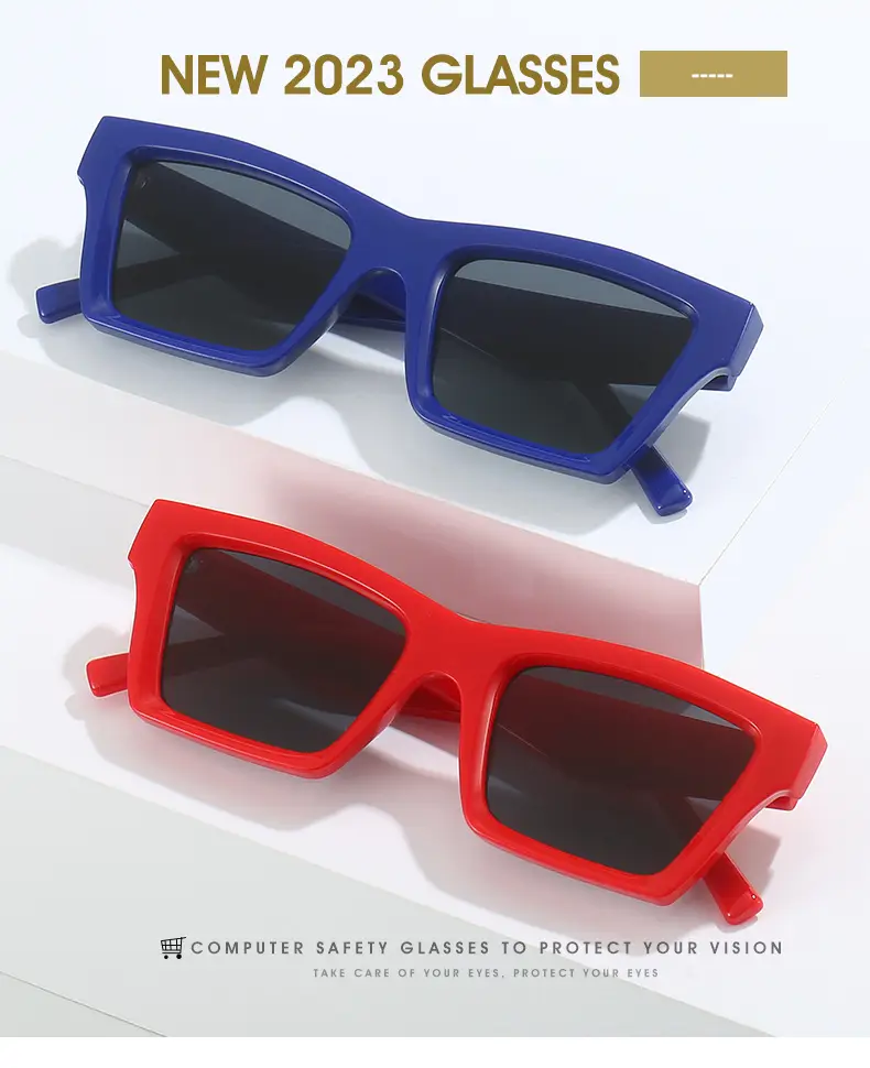 Blue Square Sunglasses for Women with Dark Tinted Patches — feature 1