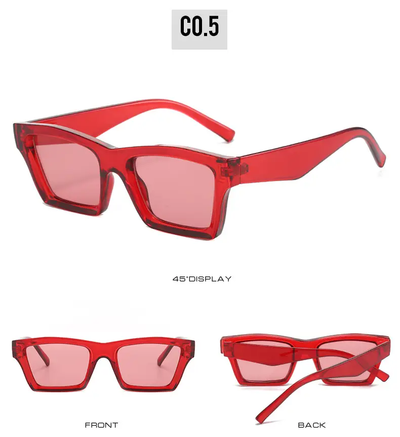 Blue Square Sunglasses for Women with Dark Tinted Patches — feature 11
