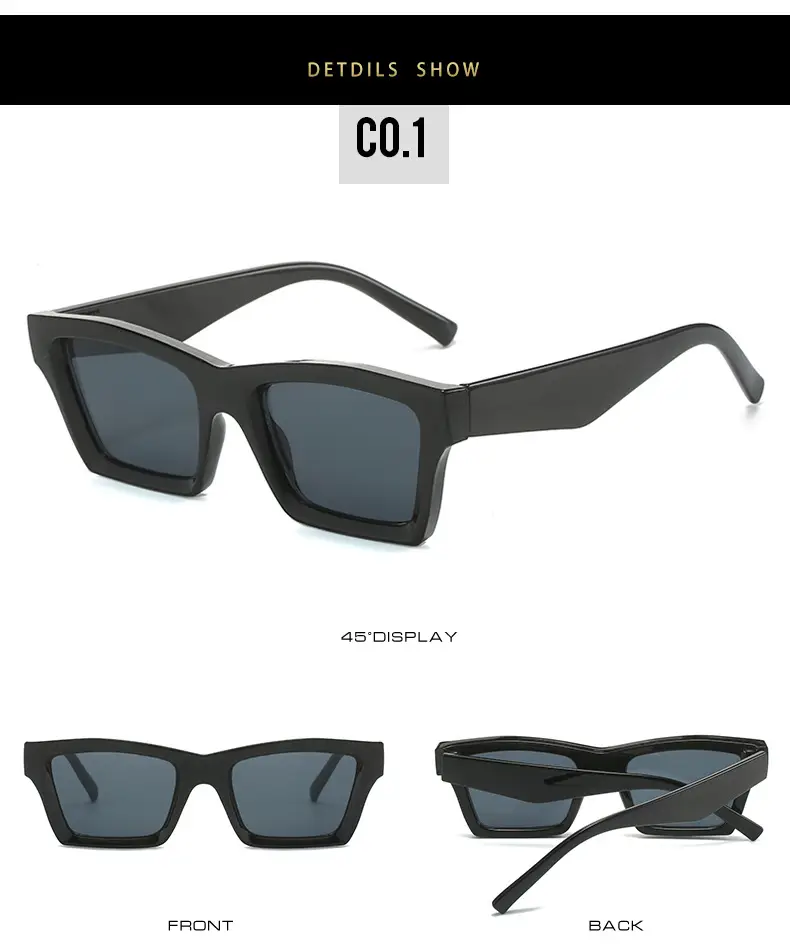 Blue Square Sunglasses for Women with Dark Tinted Patches — feature 7
