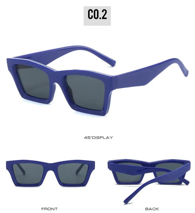 Blue Square Sunglasses for Women with Dark Tinted Patches — feature 8