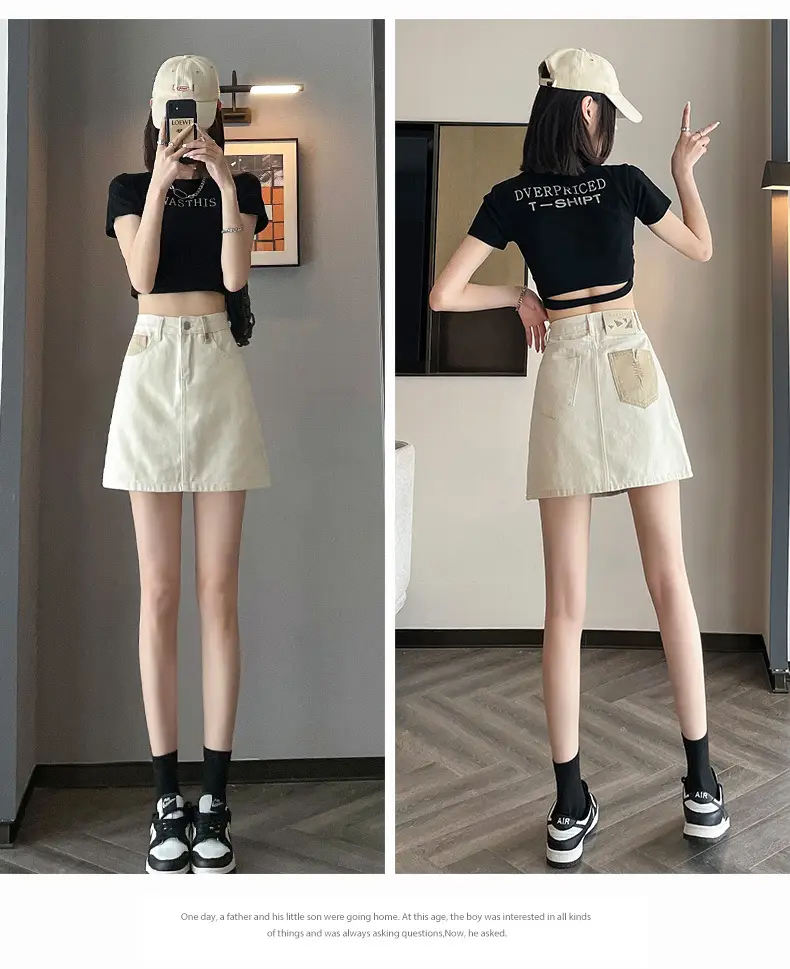 Women's Hot Girl Skirt White Embroidered High Waist — feature 18