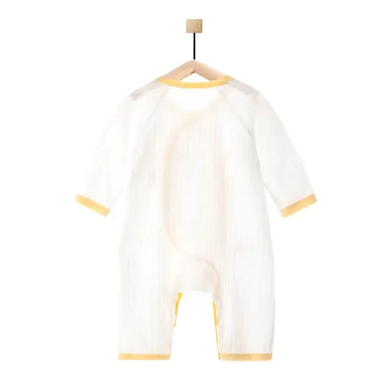 Baby Cotton Jumpsuit Summer White Yellow - Image 3