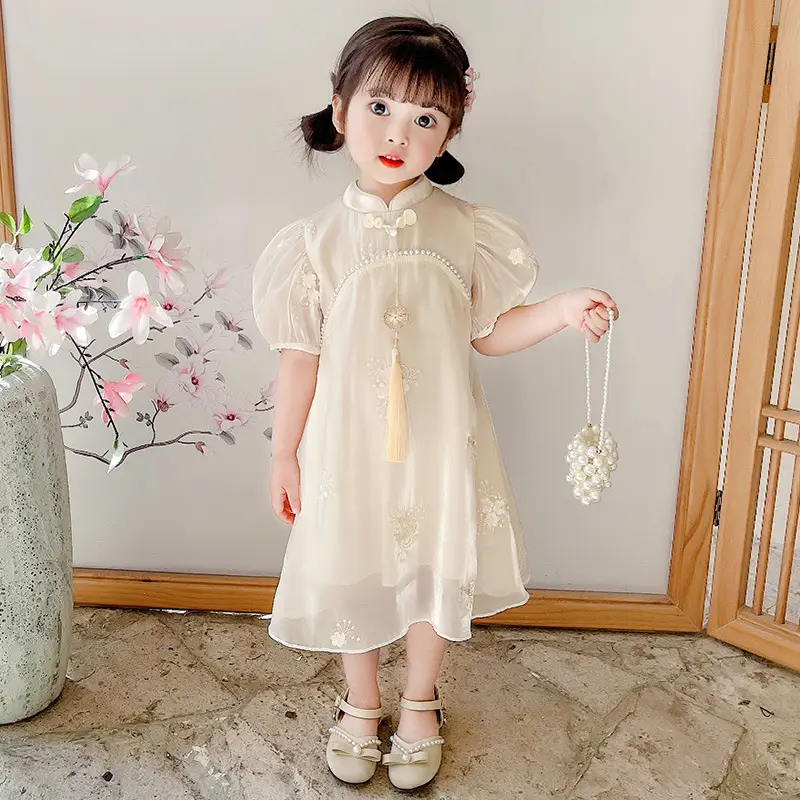 Girls Embroidered Cheongsam Dress Summer 2023 - Image 3