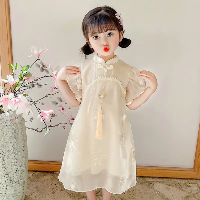 Girls Embroidered Cheongsam Dress Summer 2023 - Image 5
