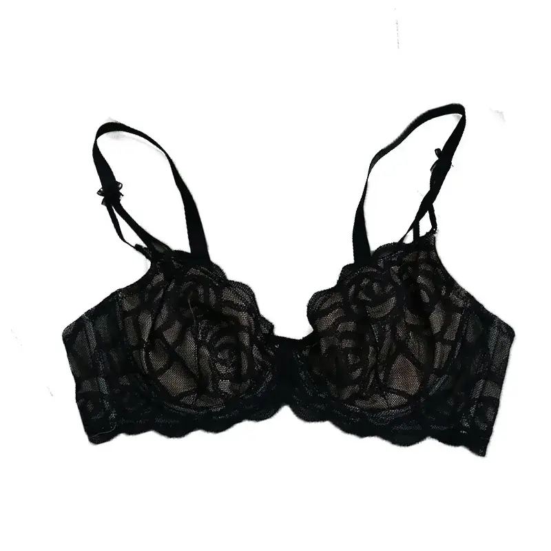 White Hollow Lace Silk Bra Large Chest Small - Image 7