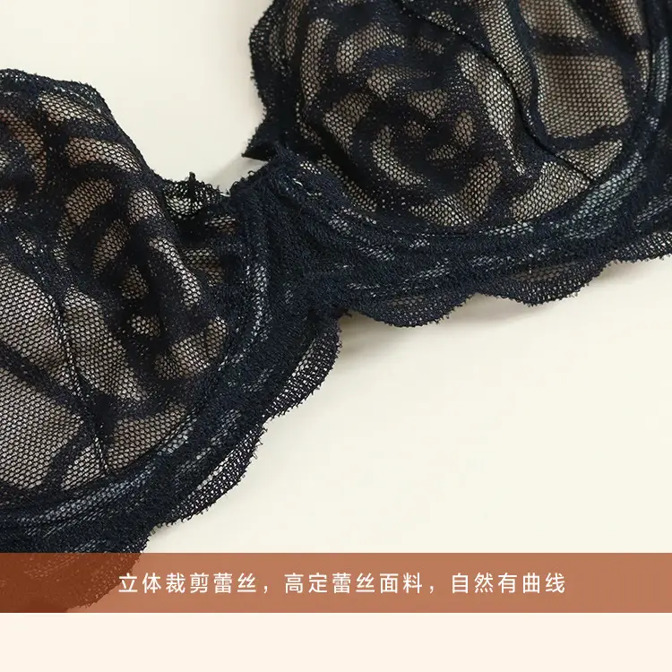 White Hollow Lace Silk Bra Large Chest Small — feature 14