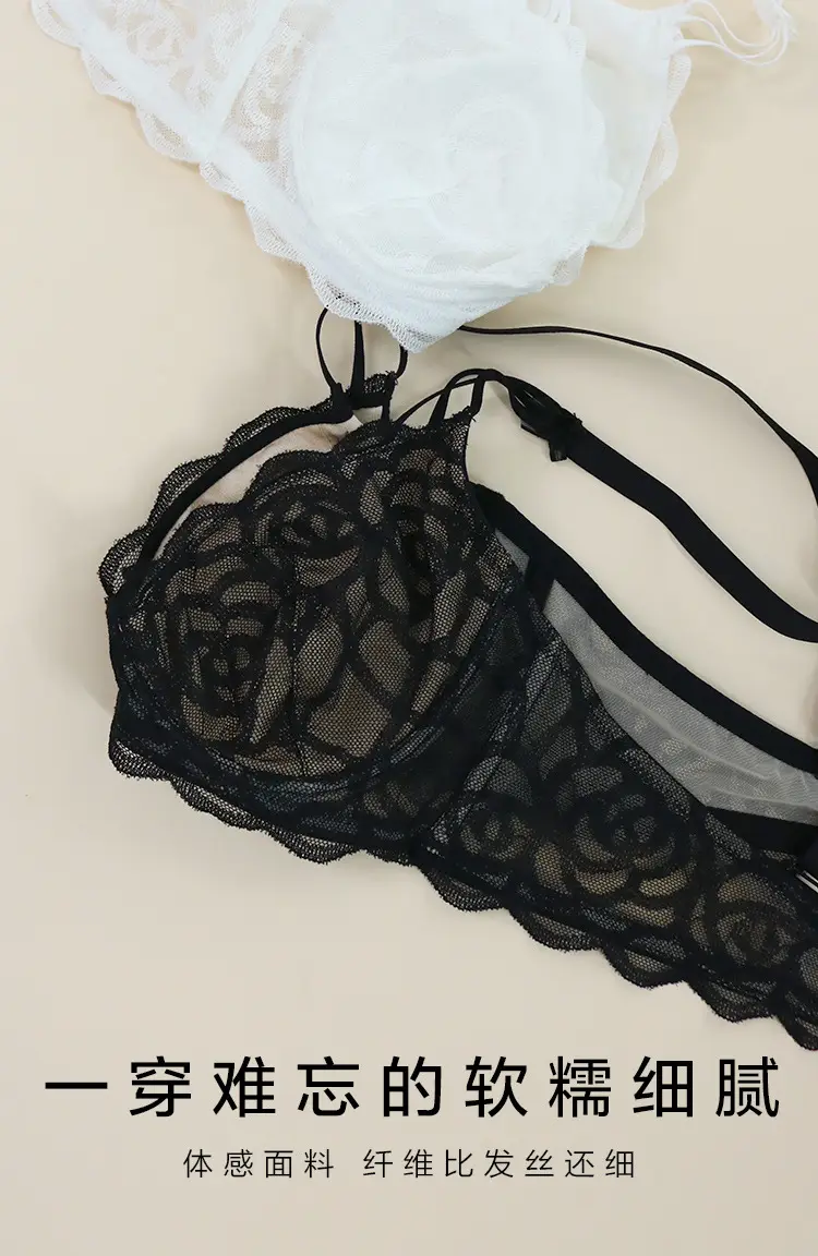 White Hollow Lace Silk Bra Large Chest Small — feature 2