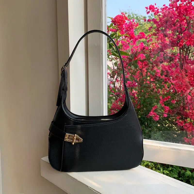 Black Textured Shoulder Bag for Women 2026 - Image 3