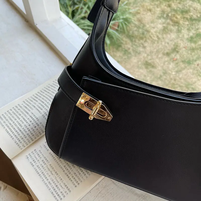 Black Textured Shoulder Bag for Women 2026 - Image 4