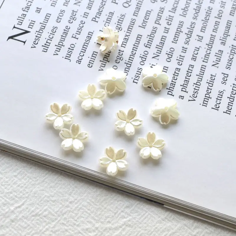 White Pearl Beaded Flower Earrings Medium Hole - Image 5
