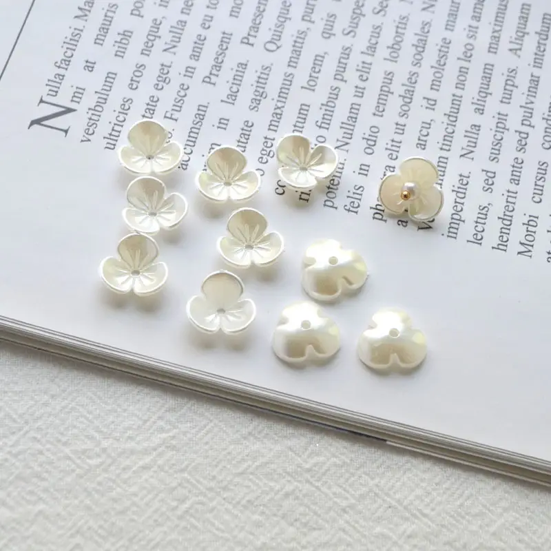 White Pearl Beaded Flower Earrings Medium Hole - Image 7