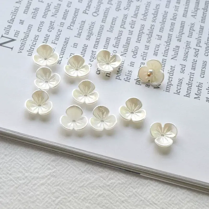 White Pearl Beaded Flower Earrings Medium Hole — feature 3