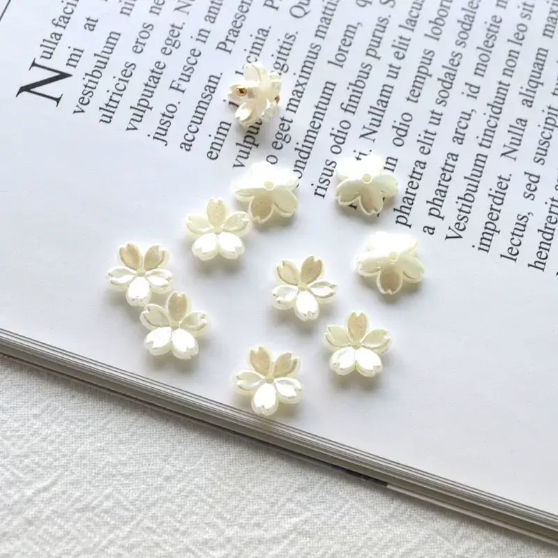 White Pearl Beaded Flower Earrings Medium Hole — feature 4