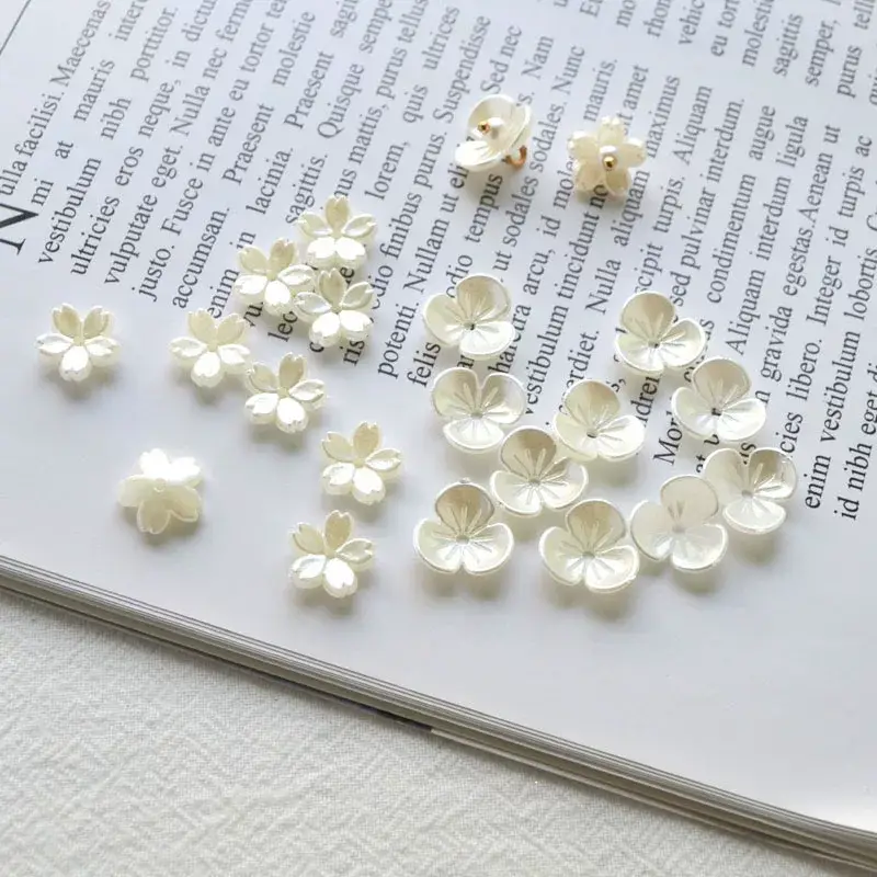 White Pearl Beaded Flower Earrings Medium Hole — feature 5