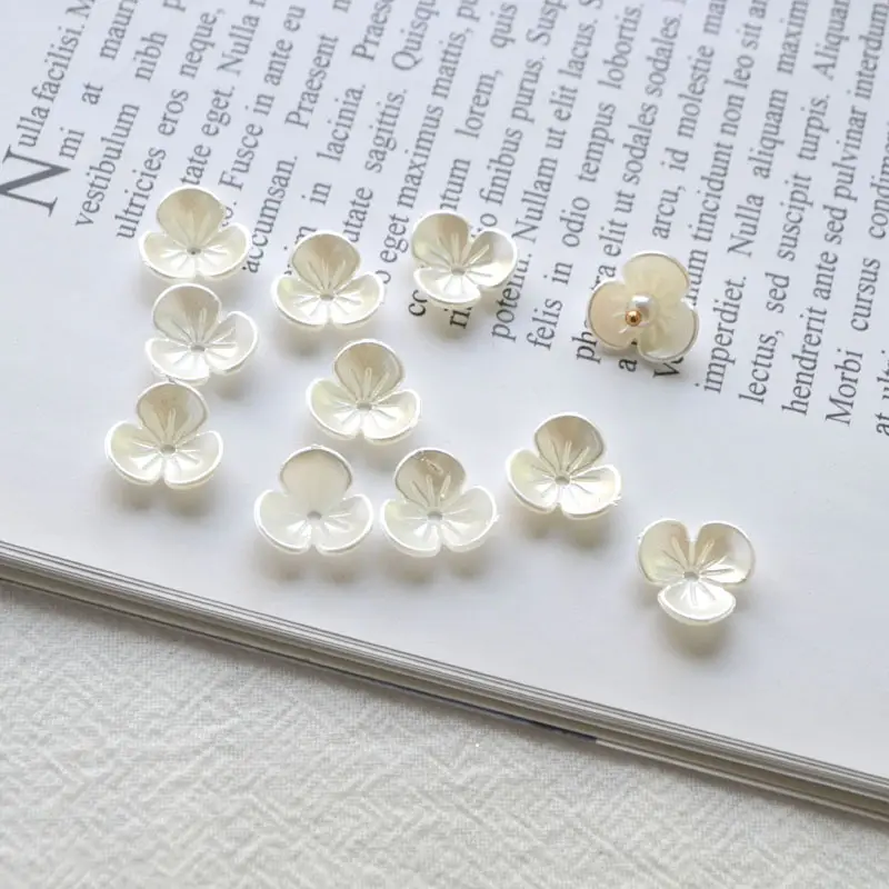 White Pearl Beaded Flower Earrings Medium Hole - Image 2