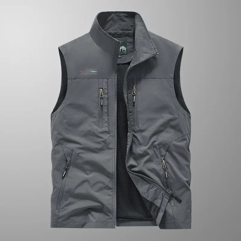 Men's Olive Green Waistcoat Vest with 6 Pockets