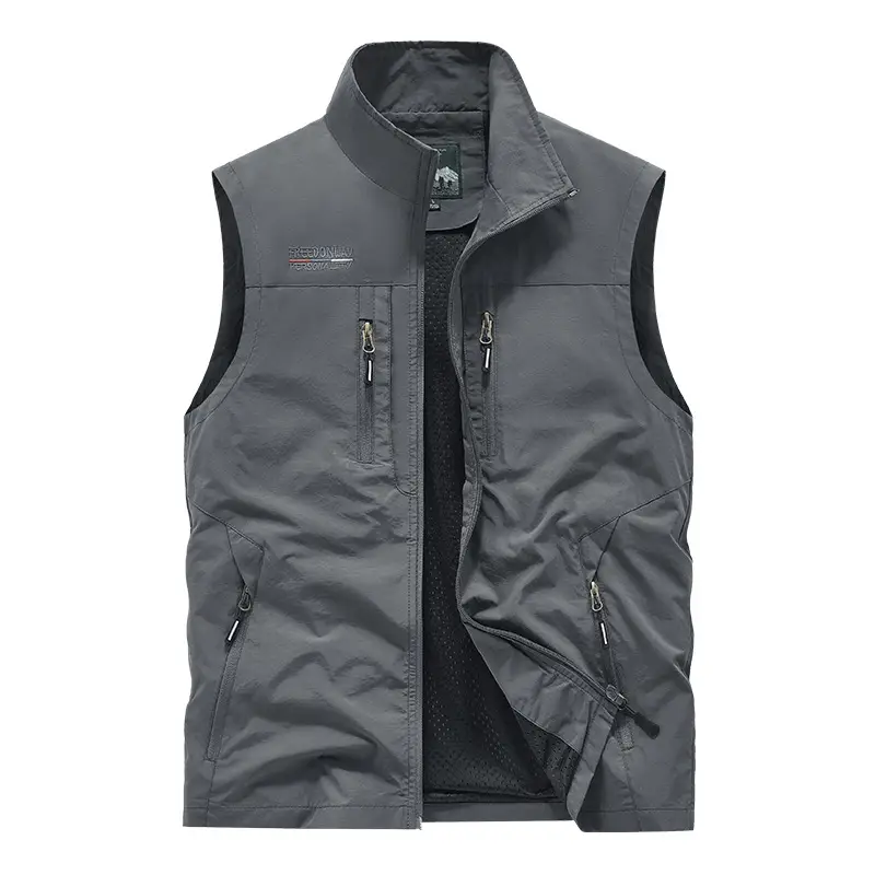 Men's Olive Green Waistcoat Vest with 6 Pockets