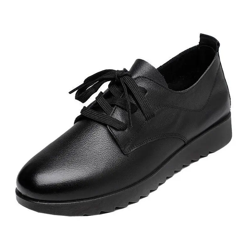 Women's Black Leather Flat Work Shoes for Restaurant & Hotel Use — feature 8