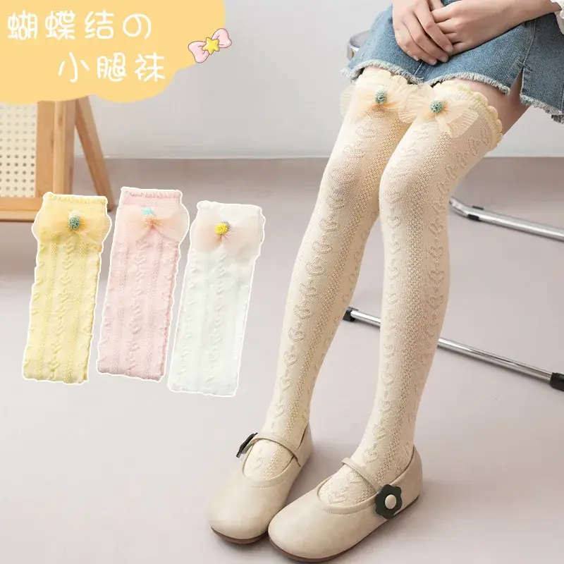Pink Bow Over-the-Knee Socks for Girls - Image 5