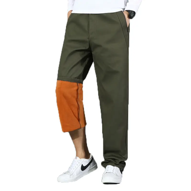 Men's Cotton Zipper Trousers with Orange Knee Patch - Image 10