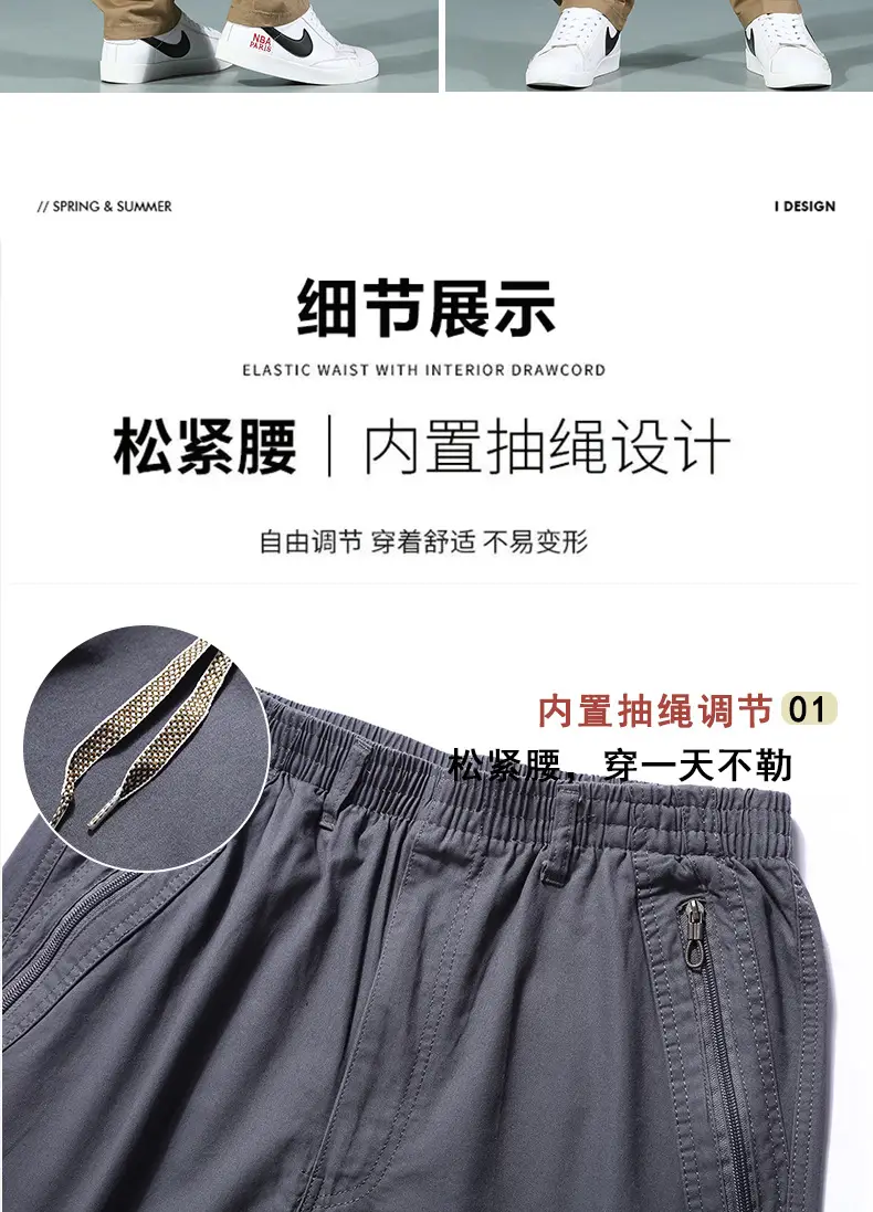 Men's Cotton Zipper Trousers with Orange Knee Patch — feature 19