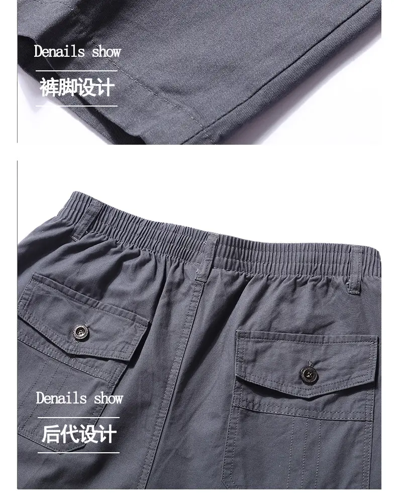 Men's Cotton Zipper Trousers with Orange Knee Patch — feature 21